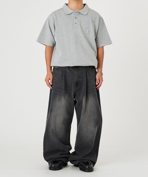 kutir（クティール） ポロシャツ RHINESTONE SEED STITCHES POLO SHIRT