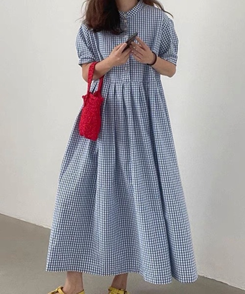 CADBURY（キャドバリー） ワンピース ギンガムチェックパフスリーブ胸