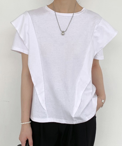 tシャツ 半袖 フリル袖デザインカットソー レディース : ZOZOTOWN 