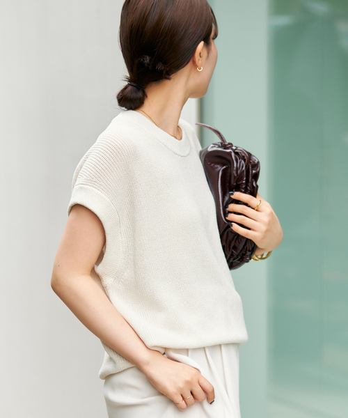 plage（プラージュ） 半袖ニット FREE ネイビー レディース : ZOZOTOWN