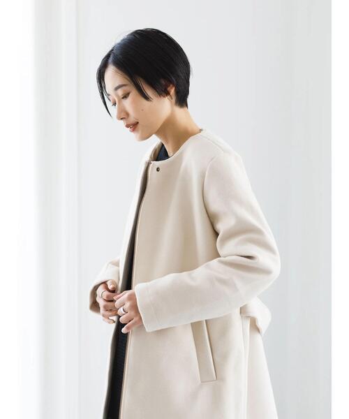 「koe」 ノーカラーコート FREE アイボリー レディース_画像5