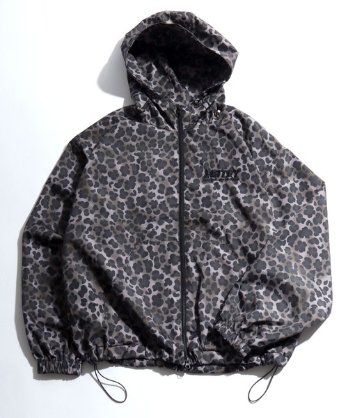 ナイロンジャケット チェック柄ワンポイント刺繍ダブルジップ パーカー