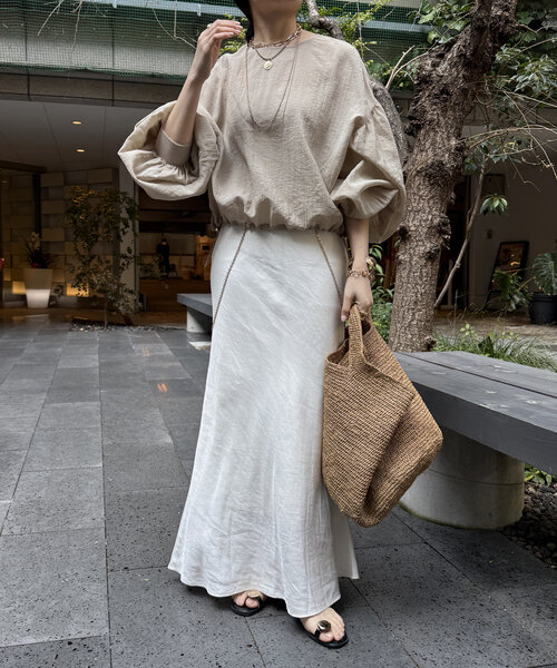 「DouDou」 スカート FREE グレイッシュベージュ レディース_画像4