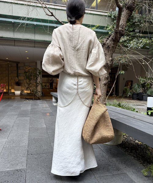 「DouDou」 スカート FREE グレイッシュベージュ レディース_画像5