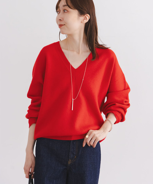 Noble カシミヤ混合　ニット NOBLE ニット セーター カシミヤMIX スムースVプルオーバー
