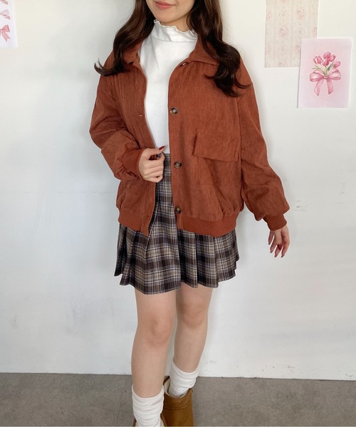 Mejoul ブルゾン アウター ポケット付きオーバーサイズコーデュロイ