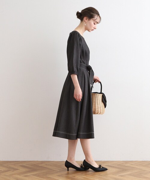 Couture Brooch（クチュール ブローチ） 7分袖ワンピース 38 ブルー系