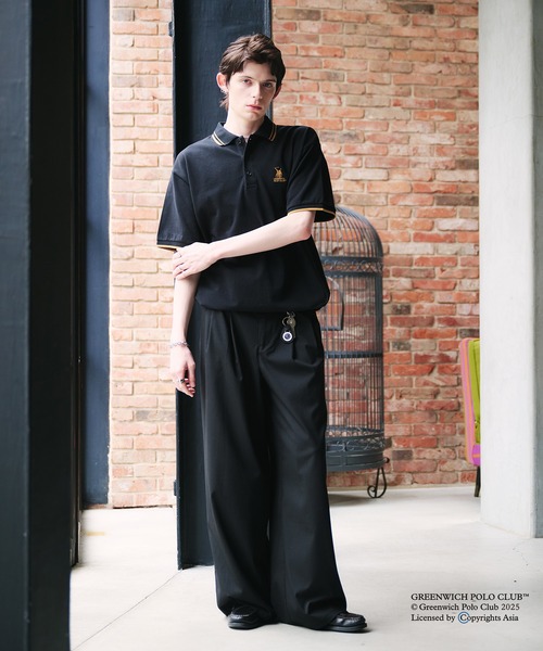 「Adoon plain」 半袖ポロシャツ MEDIUM ブラック メンズ_画像8