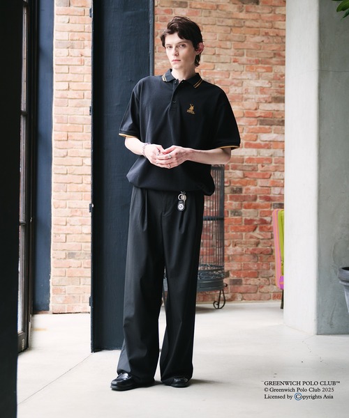 「Adoon plain」 半袖ポロシャツ MEDIUM ブラック メンズ_画像9