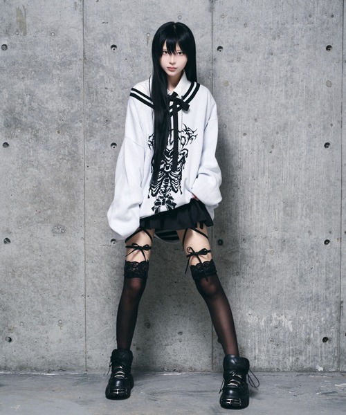 Amilige（アミリージュ） ニット セーター 骨ロゴジャカードニット