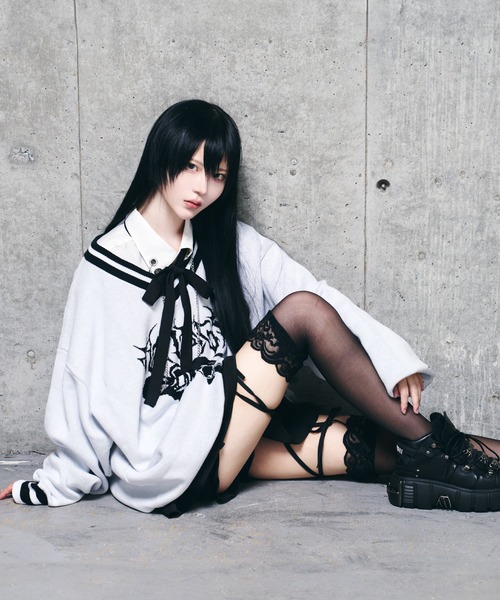 Amilige（アミリージュ） ニット セーター 骨ロゴジャカードニット