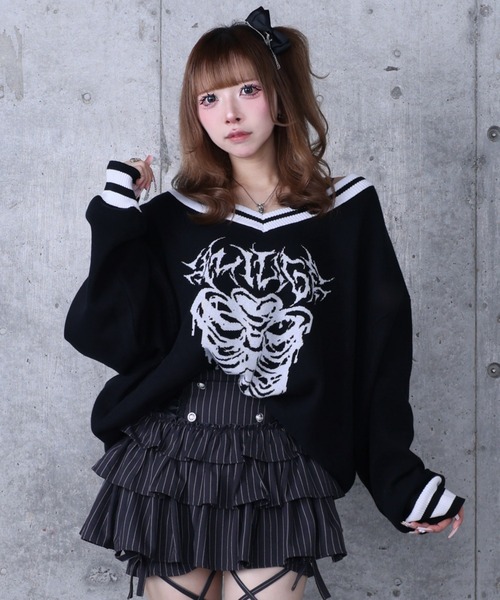 Amilige（アミリージュ） ニット セーター 骨ロゴジャカードニット