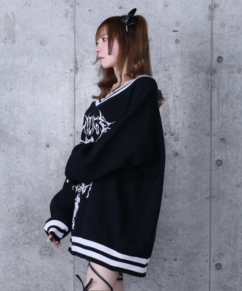 Amilige（アミリージュ） ニット セーター 骨ロゴジャカードニット