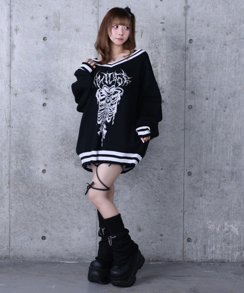 Amilige（アミリージュ） ニット セーター 骨ロゴジャカードニット