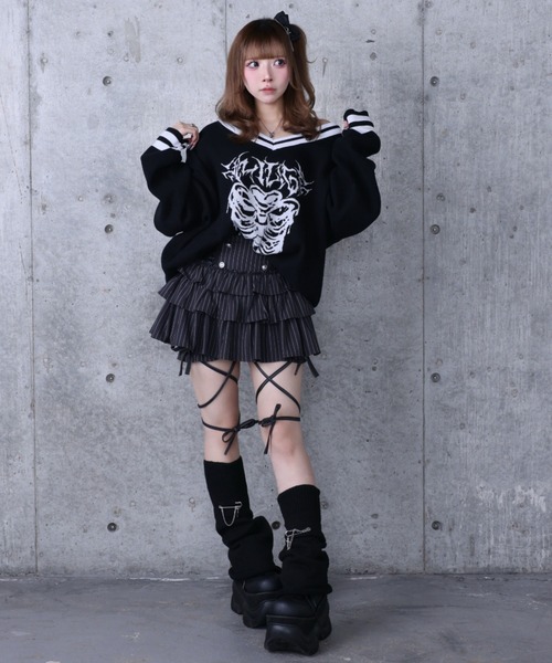 Amilige（アミリージュ） ニット セーター 骨ロゴジャカードニット