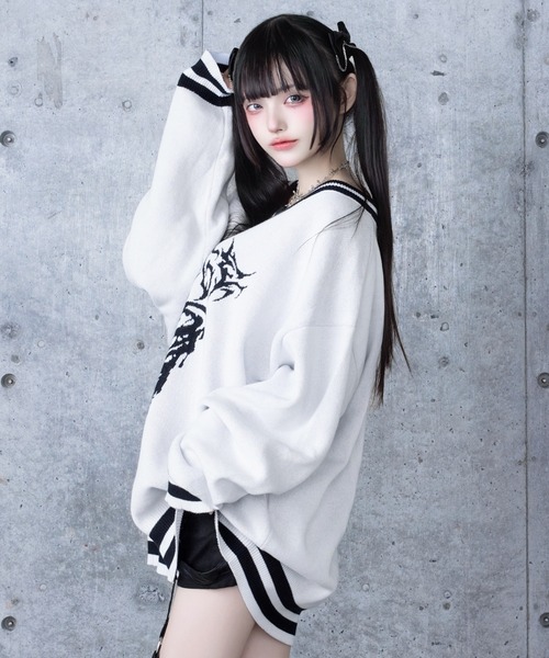 Amilige（アミリージュ） ニット セーター 骨ロゴジャカードニット