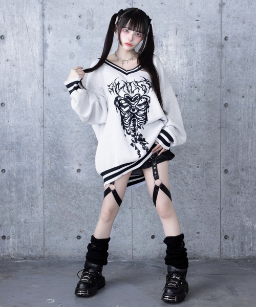 Amilige（アミリージュ） ニット セーター 骨ロゴジャカードニット