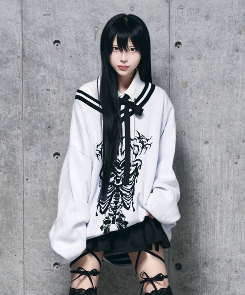 Amilige（アミリージュ） ニット セーター 骨ロゴジャカードニット