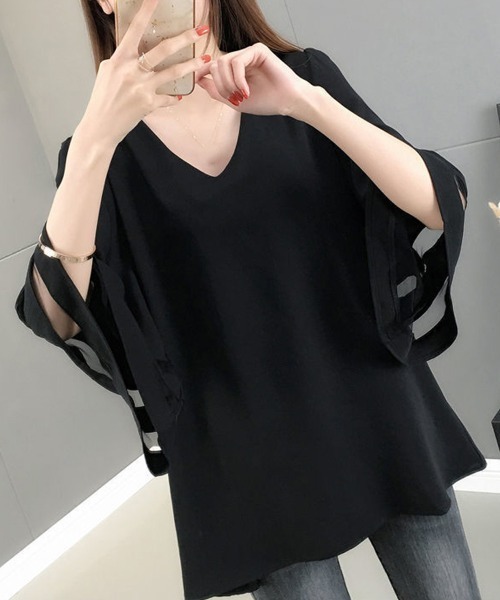 「Miniministore」 半袖ブラウス X-LARGE ブラック レディース_画像2