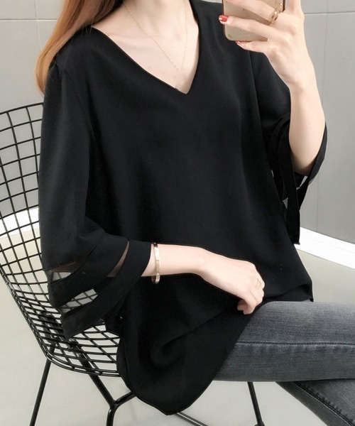 「Miniministore」 半袖ブラウス X-LARGE ブラック レディース_画像3