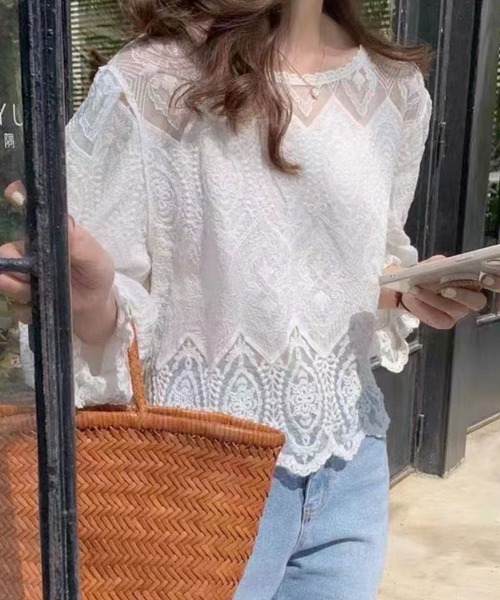 「SallyLunn」 7分袖ブラウス MEDIUM ホワイト レディース_画像4