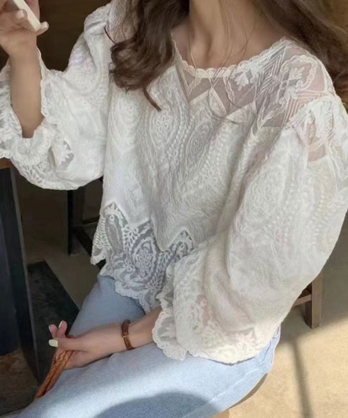 「SallyLunn」 7分袖ブラウス MEDIUM ホワイト レディース_画像5