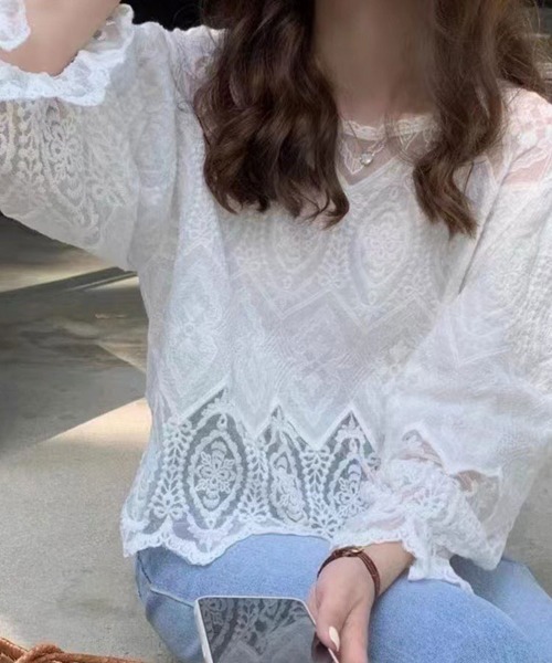 「SallyLunn」 7分袖ブラウス MEDIUM ホワイト レディース_画像6