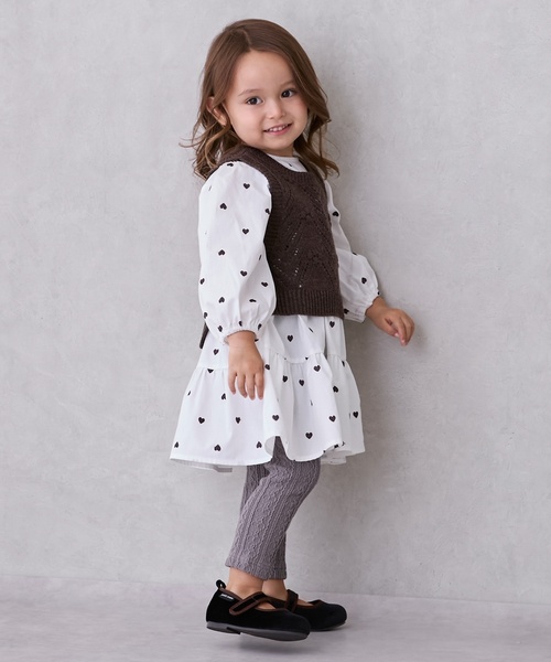 petit main ワンピース 「リンク」ベストつきティアードワンピース