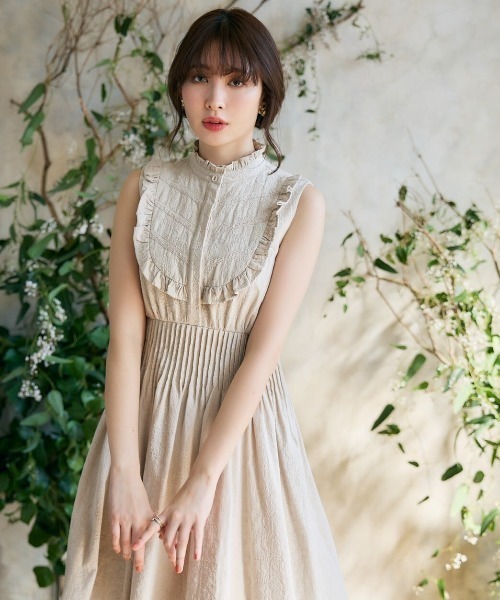 Her lip to ノースリーブ ロングワンピース M ベージュ Her lip to ノースリーブワンピース M ベージュ レディース : ZOZOTOWN