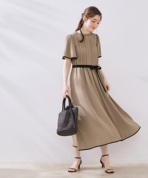 「couture brooch」 半袖ワンピース 38 ブラウン レディース_画像2