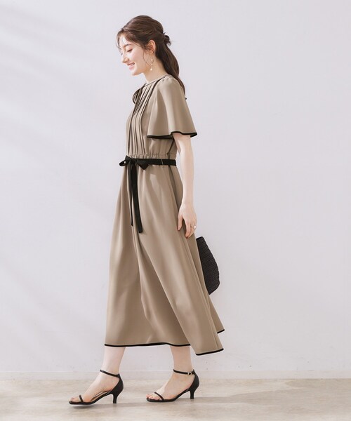 「couture brooch」 半袖ワンピース 38 ブラウン レディース_画像3