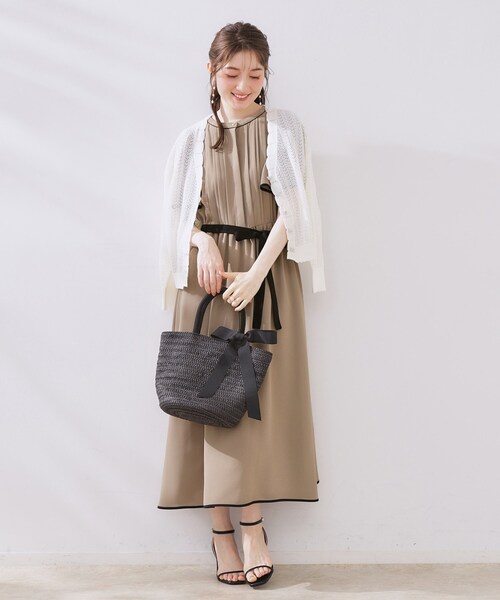 「couture brooch」 半袖ワンピース 38 ブラウン レディース_画像7