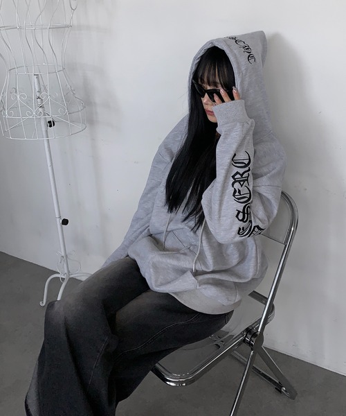 lilful パーカー 袖刺繍 ワッフルジップアップパーカー メンズ