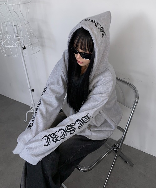 lilful パーカー 袖刺繍 ワッフルジップアップパーカー メンズ