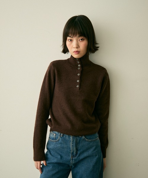 full/fill. ニット セーター front button high neck knit / フロント