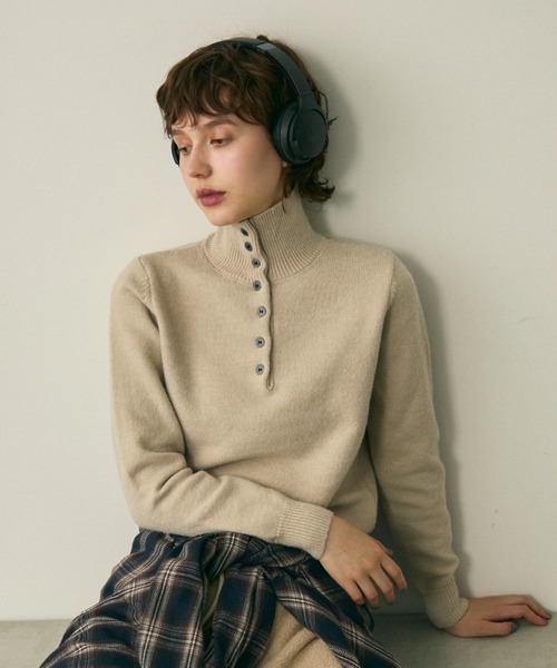 full/fill. ニット セーター front button high neck knit / フロント