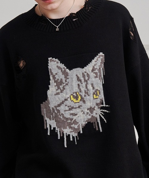 SeeSew セーター ニット 「UNISEX」CAT GRAFFITY KNIT/キャット