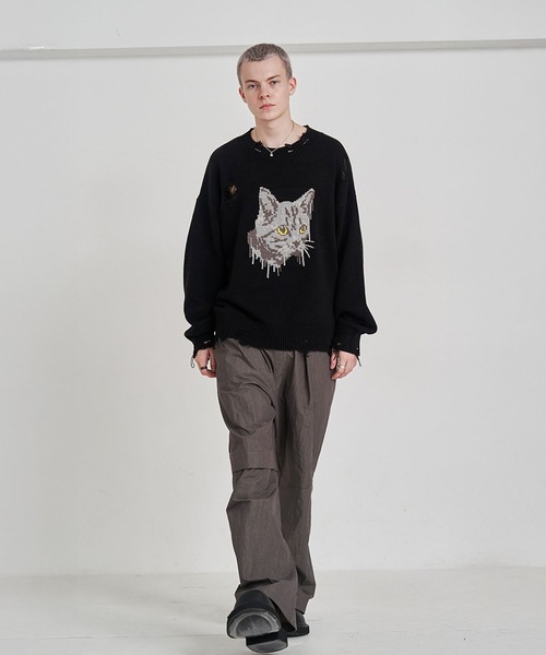 SeeSew セーター ニット 「UNISEX」CAT GRAFFITY KNIT/キャット 