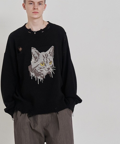 SeeSew セーター ニット 「UNISEX」CAT GRAFFITY KNIT/キャット