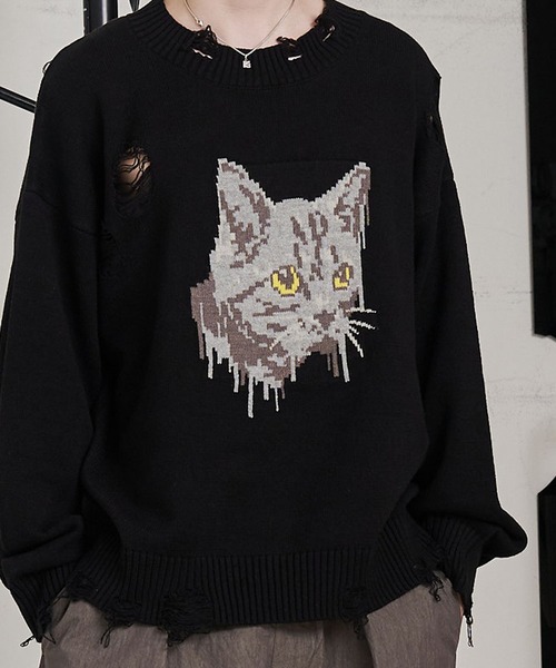 SeeSew セーター ニット 「UNISEX」CAT GRAFFITY KNIT/キャット 