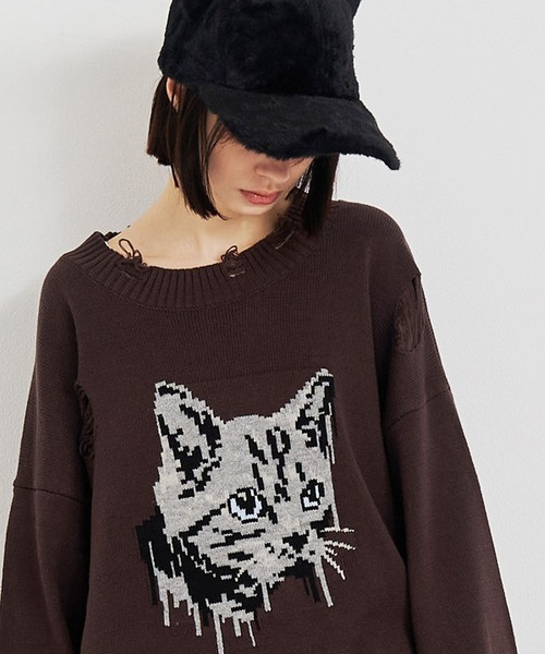 SeeSew セーター ニット 「UNISEX」CAT GRAFFITY KNIT/キャット
