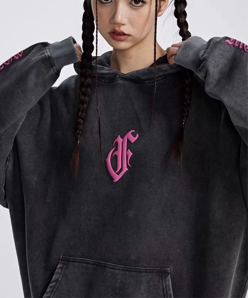 「DIAVEL」 プルオーバーパーカー M ダークグレー レディース_画像8