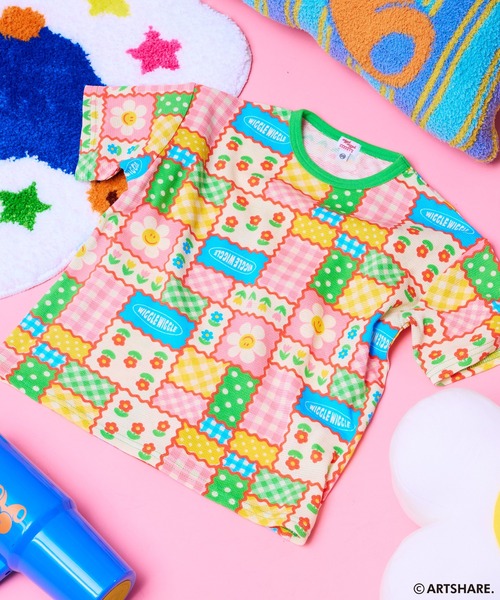 男の子女の子子供服 wiggle wiggle tシャツ 「wiggle wiggle」別注ワッフルソウガラ半袖T