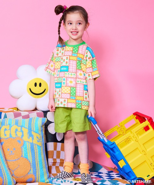 男の子女の子子供服 wiggle wiggle tシャツ 「wiggle wiggle」別注ワッフルソウガラ半袖T