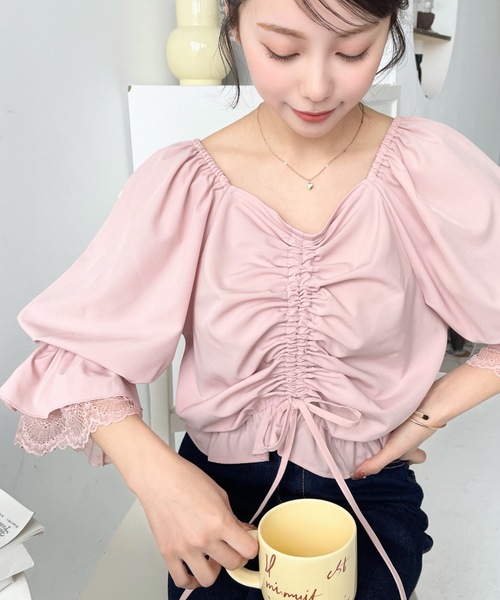 「moment+」 7分袖ブラウス M イエロー レディース_画像3