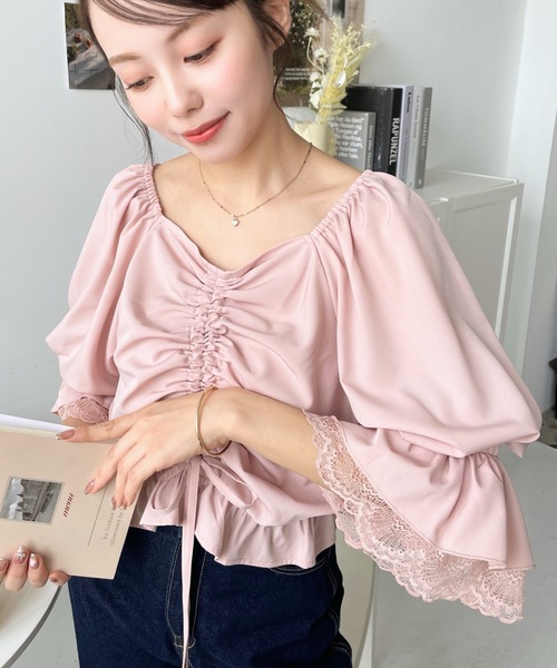 「moment+」 7分袖ブラウス M イエロー レディース_画像5
