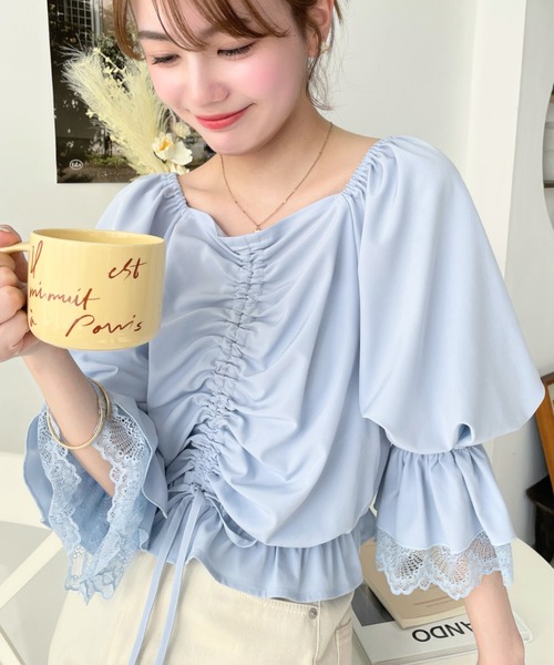 「moment+」 7分袖ブラウス M イエロー レディース_画像9