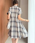 ブラウス シャツ 夏 半袖 ワンピ風にも、シャ...の詳細画像2