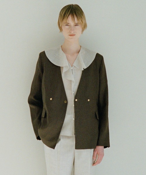 ROPE'（ロペ） ジャケット ノーカラージャケット リネンノーカラー