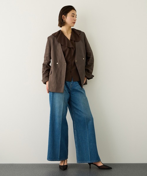 ROPÉ ウール混ノーカラージャケット ROPE'（ロペ） ジャケット ノーカラージャケット ウールレーヨンノー